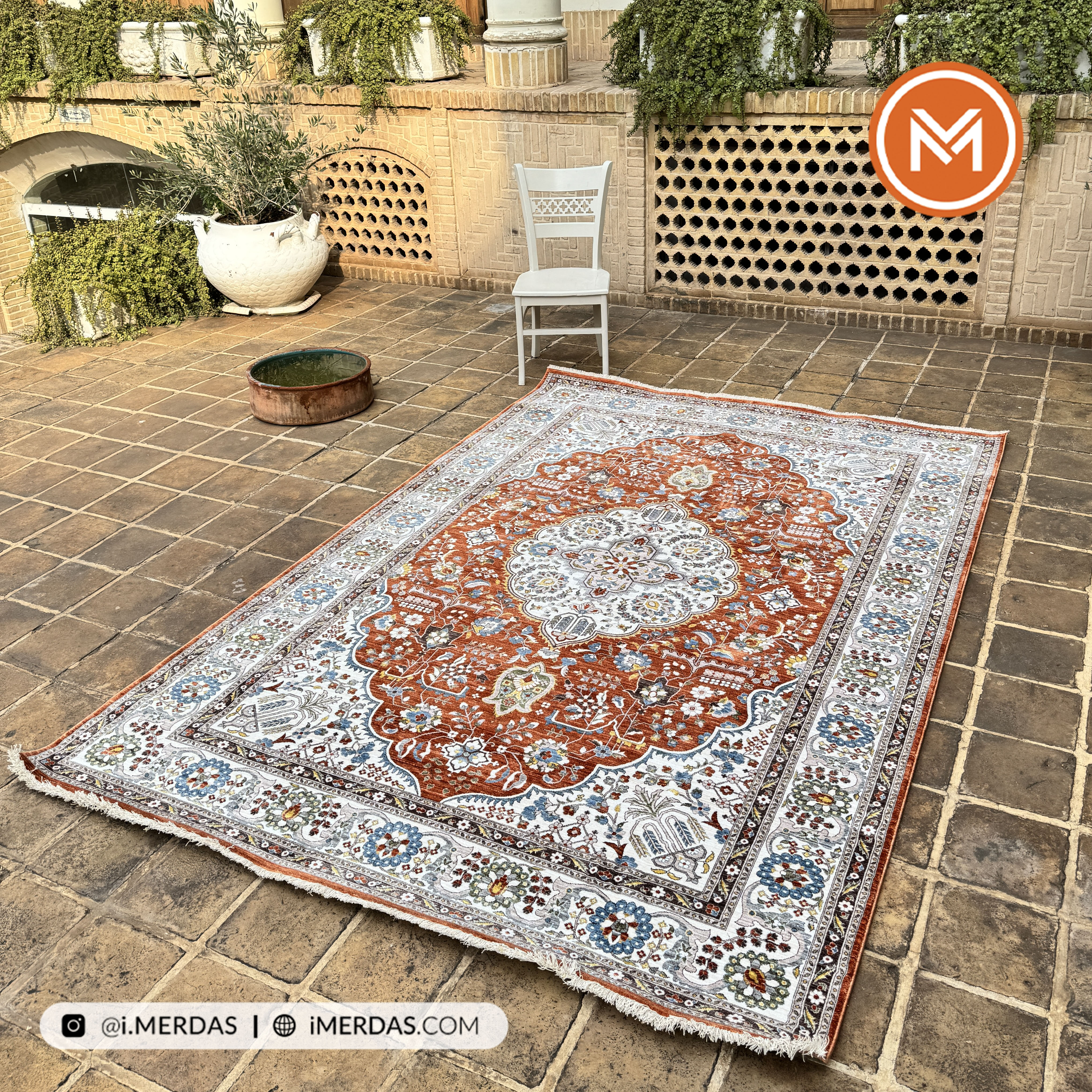 فرش وینتیج کد 76012 زمینه مسی